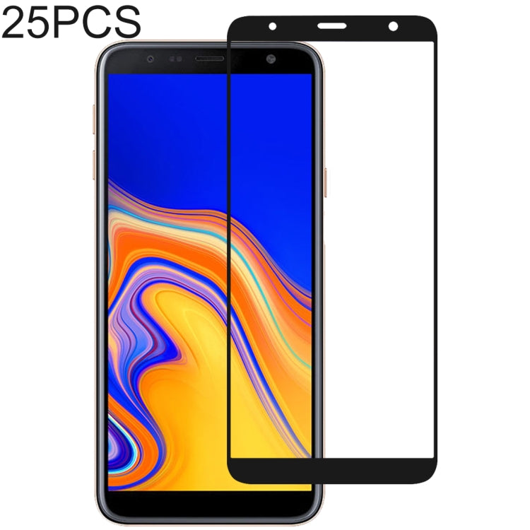 25 PCS 絲印二強 全屏鋼化玻璃膜適用於 三星 Galaxy J6+ & J4+