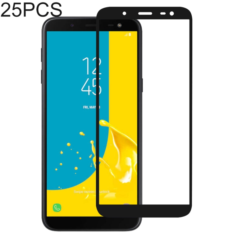 25 PCS 絲印二強 全屏鋼化玻璃膜適用於 三星 Galaxy J6