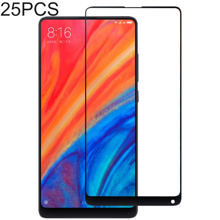 25 PCS 絲印二強 全屏鋼化玻璃膜適用於 小米 Xiaomi Mi Mix 2 & 2S