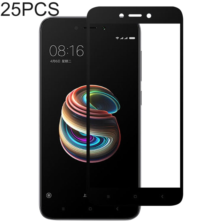 25 PCS 絲印二強 全屏鋼化玻璃膜適用於 小米 Xiaomi Redmi 5A