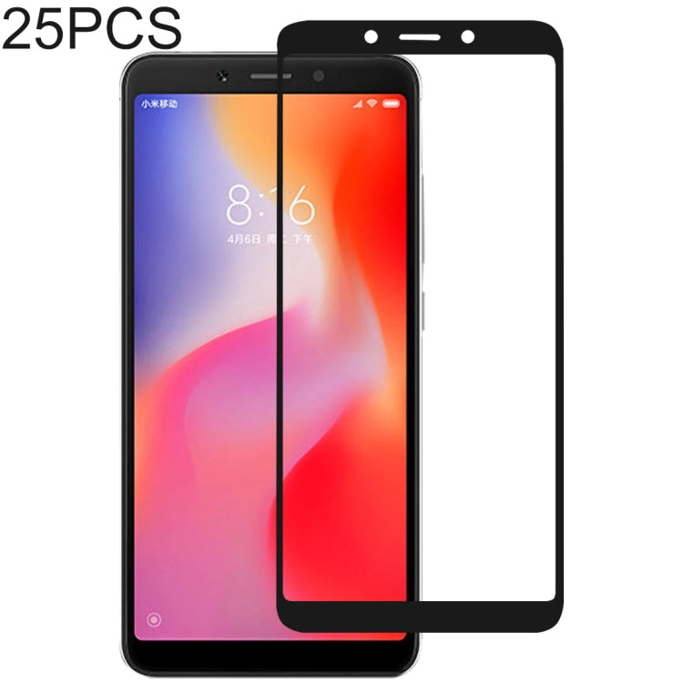 25 PCS 絲印二強 全屏鋼化玻璃膜適用於 小米 Xiaomi Redmi 6 & 6A