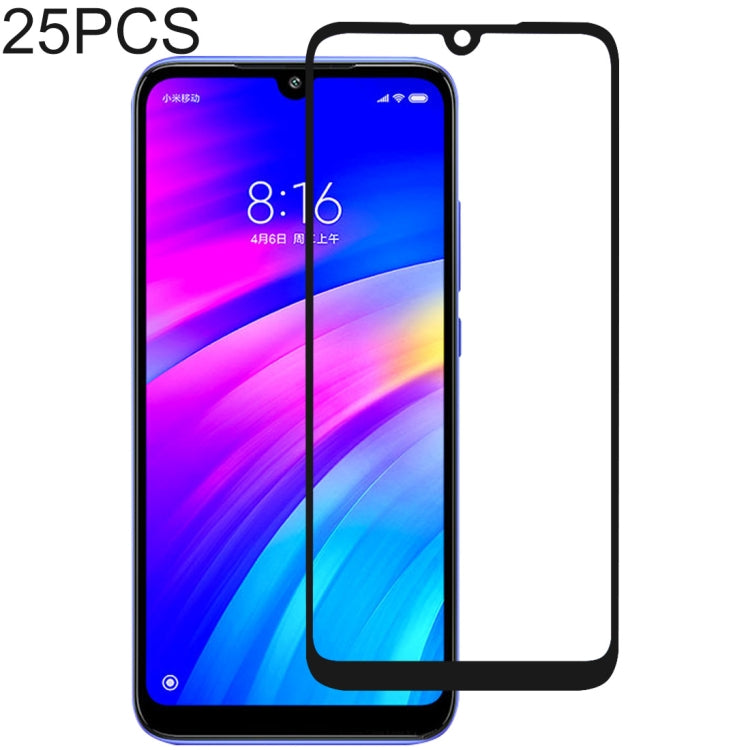 25 PCS 絲印二強 全屏鋼化玻璃膜適用於 小米 Xiaomi Redmi 7