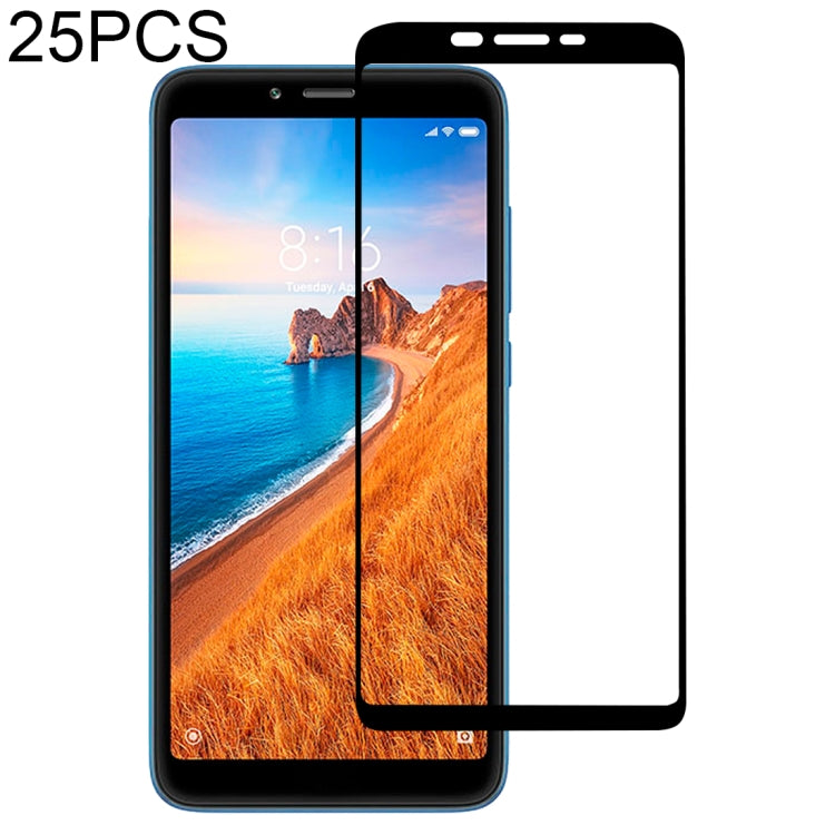 25 PCS 絲印二強 全屏鋼化玻璃膜適用於 小米 Xiaomi Redmi 7A