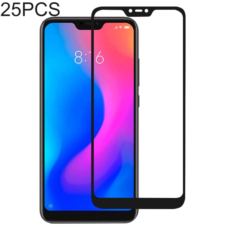 25 PCS 絲印二強 全屏鋼化玻璃膜適用於 小米 Xiaomi Redmi Note 6