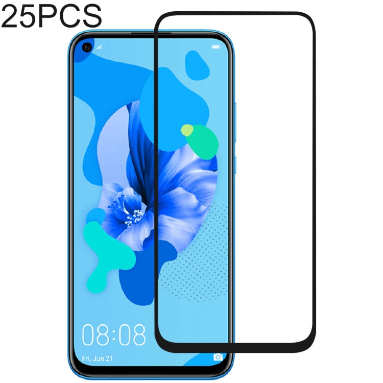 25 PCS 絲印二強 全屏鋼化玻璃膜適用於 華為 Huawei Nova 5i