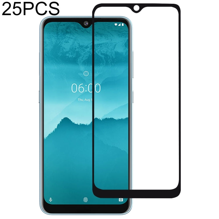 25 PCS 絲印二強 全屏鋼化玻璃膜適用於 適用於 Nokia 6.2