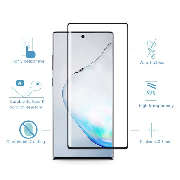 適用於 三星 Galaxy Note 10   0.3mm厚度 9H硬度 3D邊膠曲面防爆鋼化膜，支持指紋解鎖