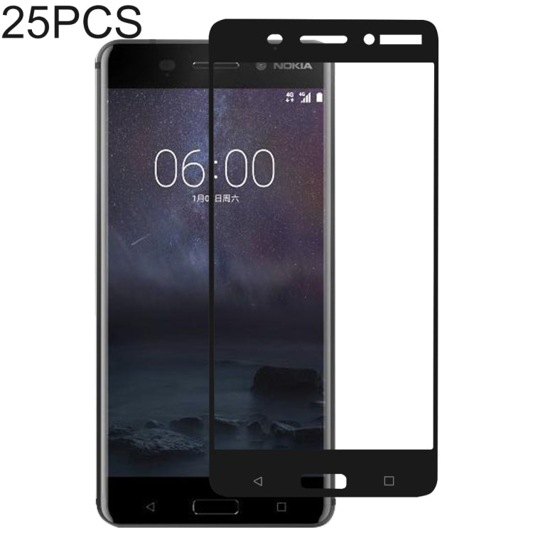 25 PCS 絲印二強 全屏鋼化玻璃膜適用於 諾基亞 Nokia 6