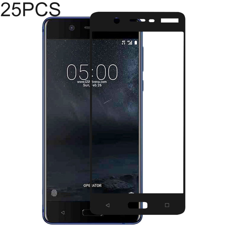 25 PCS 絲印二強 全屏鋼化玻璃膜適用於 諾基亞 Nokia 5