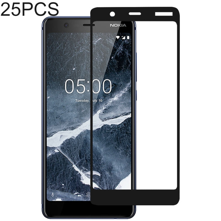 25 PCS 絲印二強 全屏鋼化玻璃膜適用於 諾基亞 Nokia 5.1