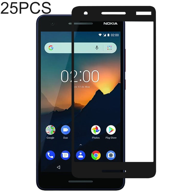 25 PCS 絲印二強 全屏鋼化玻璃膜適用於 諾基亞 Nokia 2.1