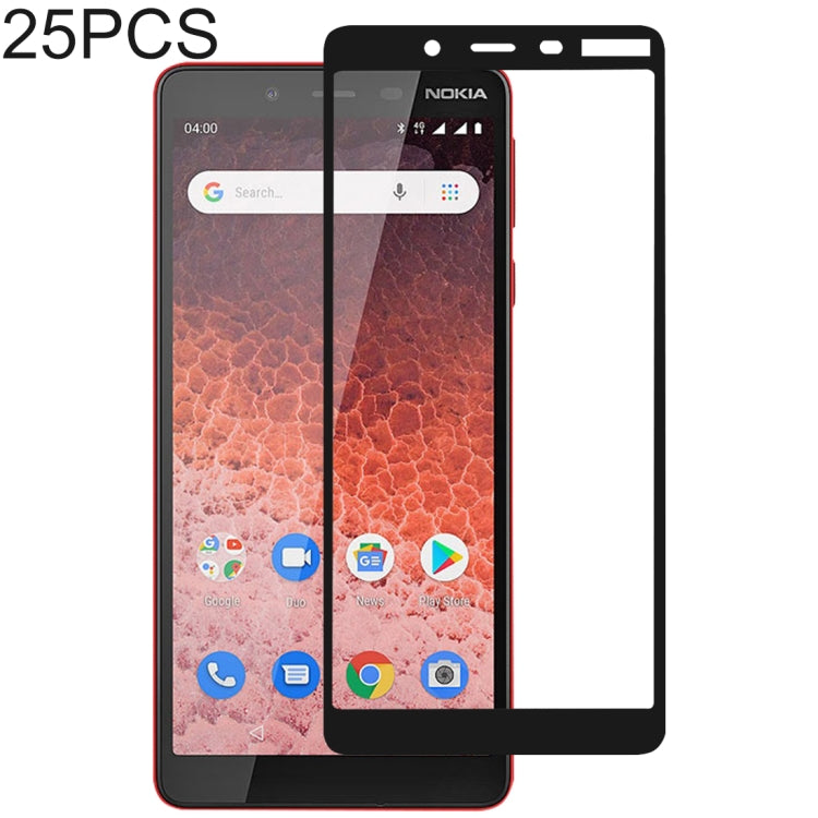 25 PCS 絲印二強 全屏鋼化玻璃膜適用於 諾基亞 Nokia 1 Plus