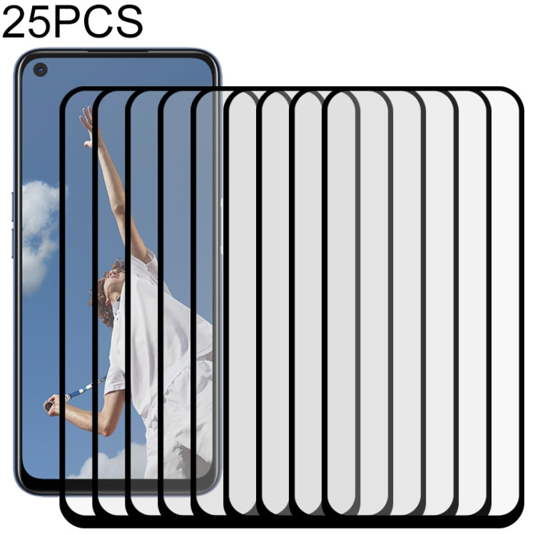 適用於 OPPO A52 25 PCS 絲印二強 全屏鋼化玻璃膜