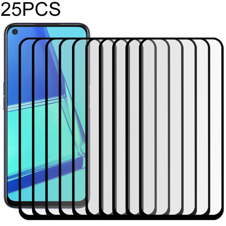 適用於 OPPO A72 25 PCS 9D 絲印二強 全屏鋼化玻璃膜