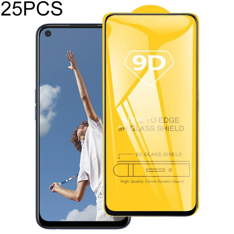 適用於 OPPO A52 25 PCS 9D 絲印二強 全屏鋼化玻璃膜