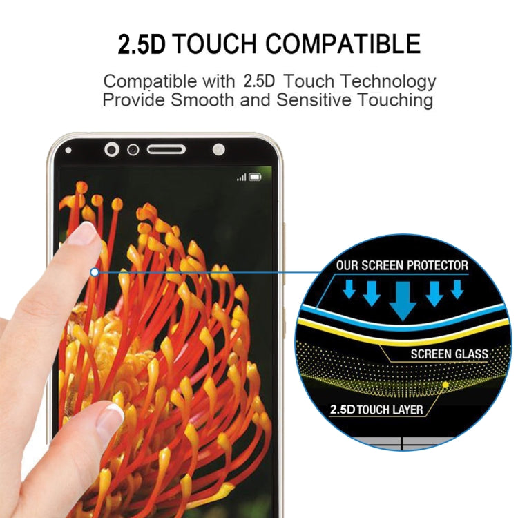 適用於華為 Y6  0.26mm 9H表面硬度2.5D弧邊防刮絲印全屏玻璃膜