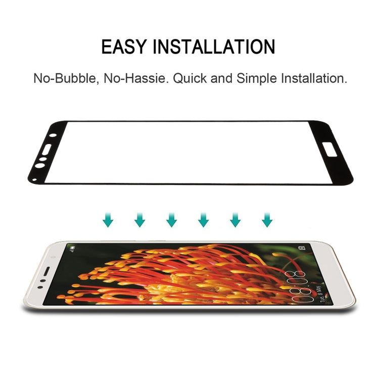 適用於華為 Y6  0.26mm 9H表面硬度2.5D弧邊防刮絲印全屏玻璃膜