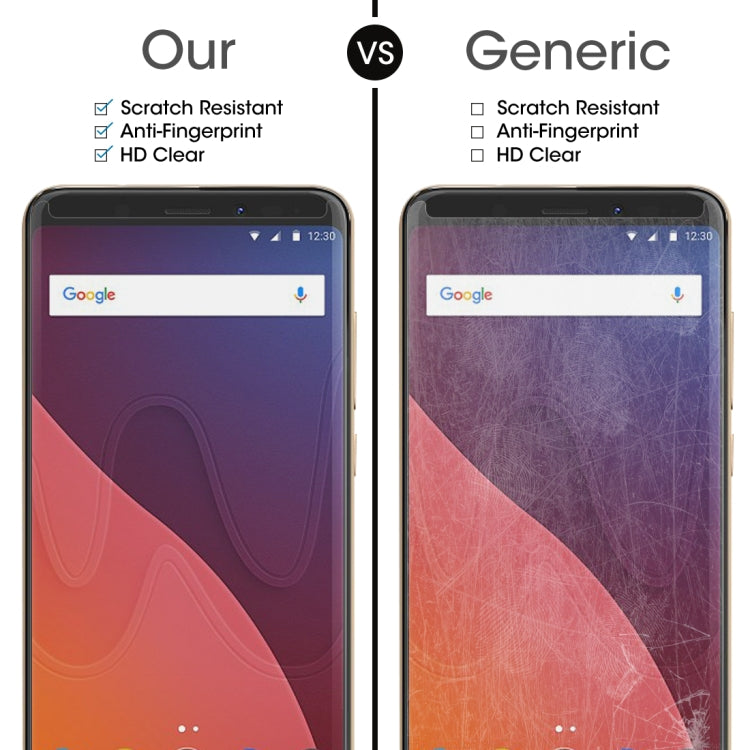 Wiko View 0.26mm 9H表面硬度2.5D弧邊鋼化玻璃前膜保護膜