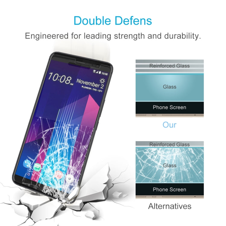 適用於HTC U11+  0.26mm厚 9H表面硬度2.5D弧邊鋼化玻璃保護膜