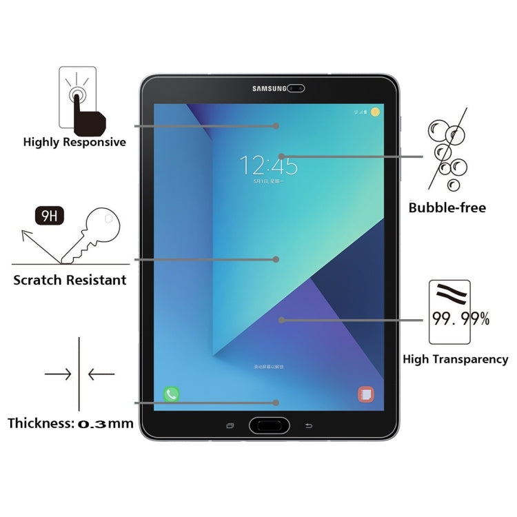 適用於三星 蓋樂世 Tab S3 9.7 / T820  0.3mm厚度 9H硬度 全屏鋼化玻璃膜