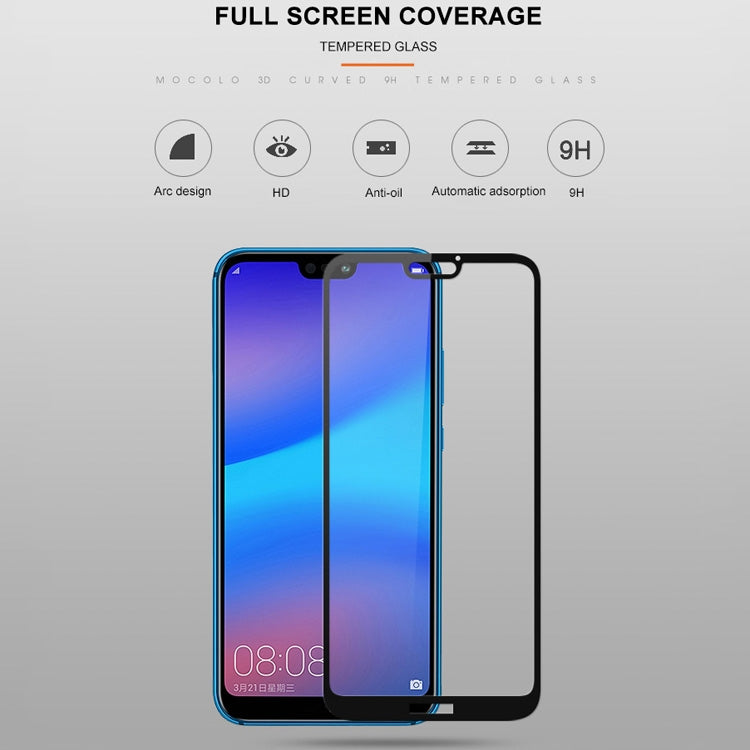 mocolo 適用於華為 P20 Lite 0.33mm 9H 2.5D絲印全屏鋼化玻璃保護膜