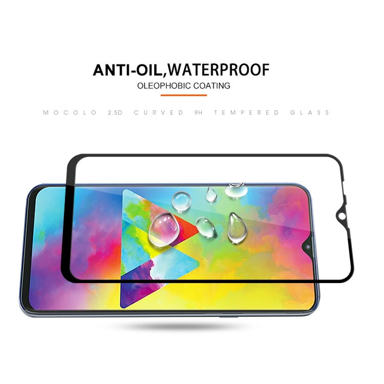 mocolo 適用於三星 Galaxy M20 0.33mm 9H 2.5D全膠絲印全屏鋼化玻璃保護膜