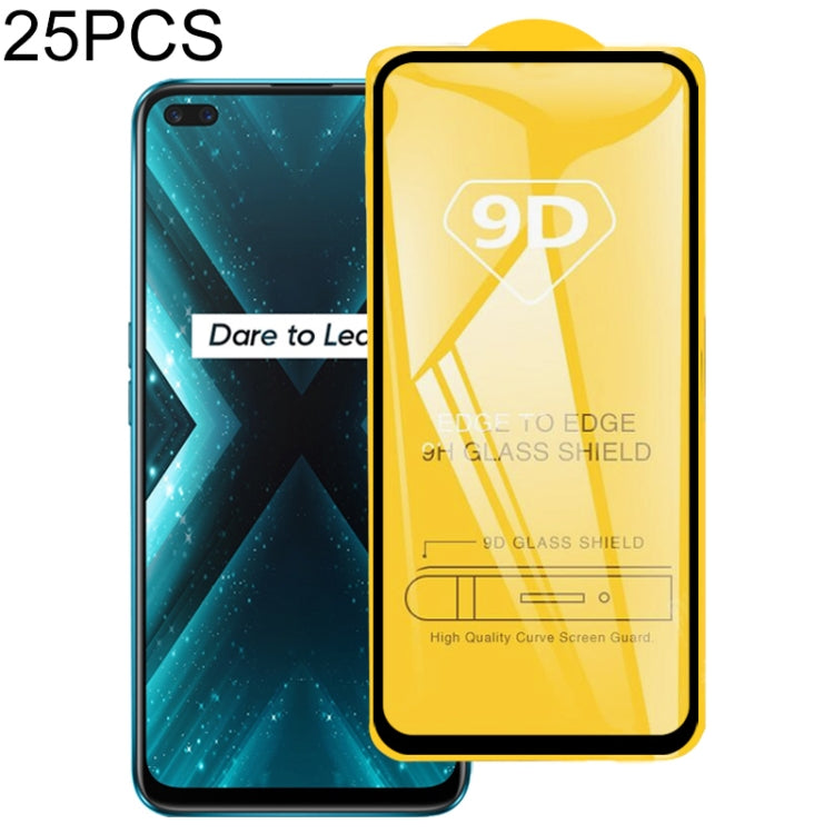 適用於 OPPO Realme X3 25 PCS 9D 絲印二強 全屏鋼化玻璃膜, For OPPO Realme X3