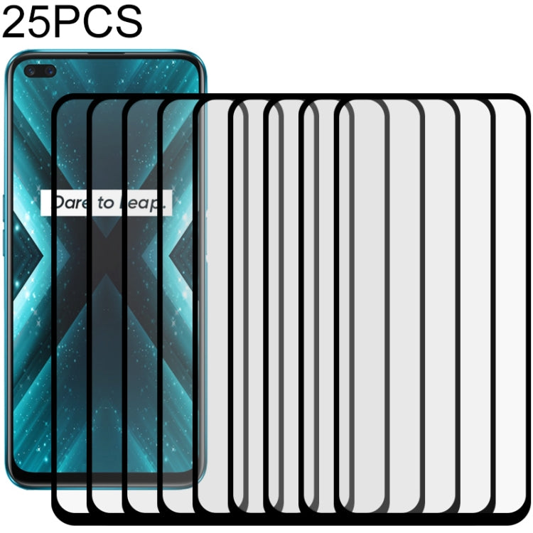 適用於 OPPO Realme X3 25 PCS 絲印二強 全屏鋼化玻璃膜