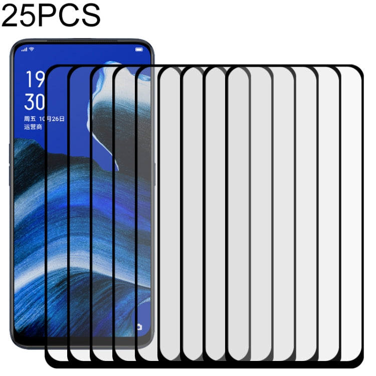 25 PCS 適用於OPPO Reno2 / Z 絲印二強 全屏鋼化玻璃膜, For OPPO Reno2 / Z(25 PCS)