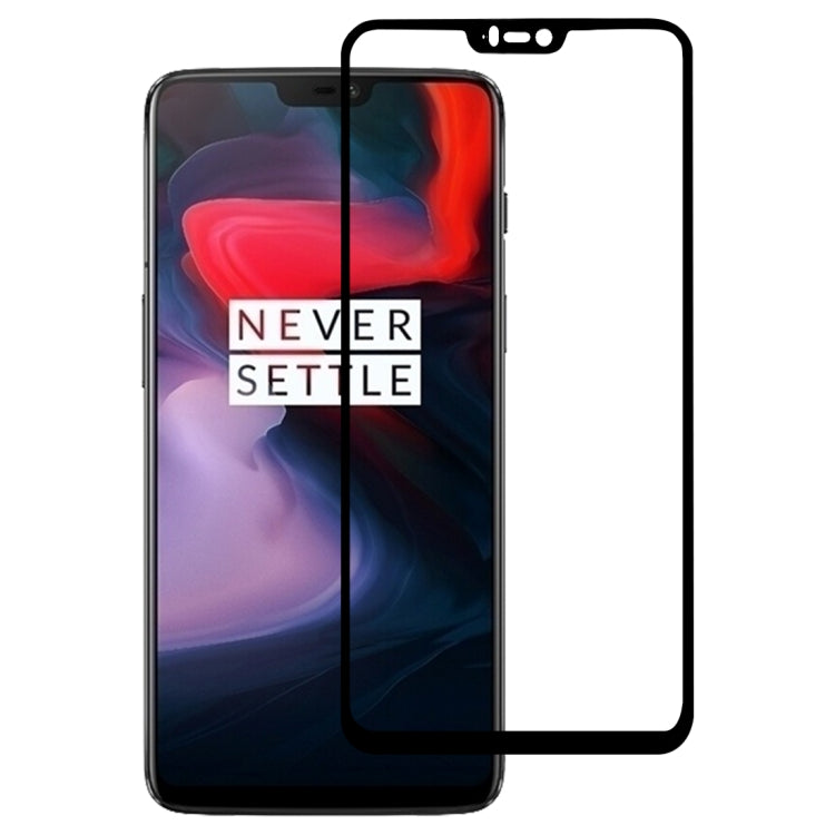 適用於OnePlus 6 0.33mm厚度 9H 2.5D絲印全屏 鋼化玻璃膜 黑色, For OnePlus 6