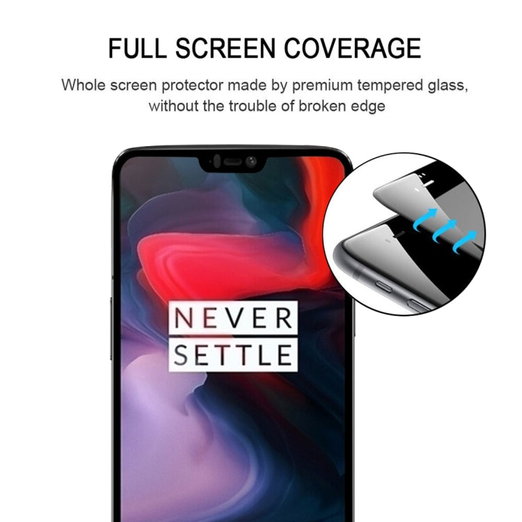 適用於OnePlus 6 0.33mm厚度 9H 2.5D絲印全屏 鋼化玻璃膜 黑色, For OnePlus 6