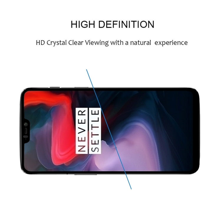 適用於OnePlus 6 0.33mm厚度 9H 2.5D絲印全屏 鋼化玻璃膜 黑色, For OnePlus 6