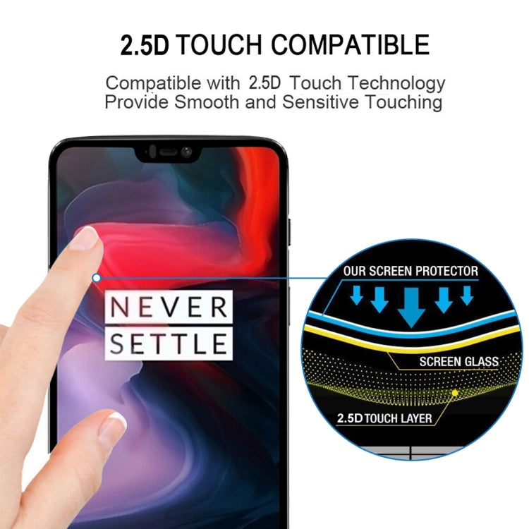 適用於OnePlus 6 0.33mm厚度 9H 2.5D絲印全屏 鋼化玻璃膜 黑色, For OnePlus 6