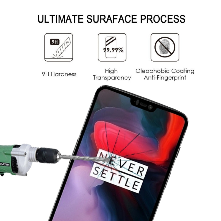 適用於OnePlus 6 0.33mm厚度 9H 2.5D絲印全屏 鋼化玻璃膜 黑色, For OnePlus 6