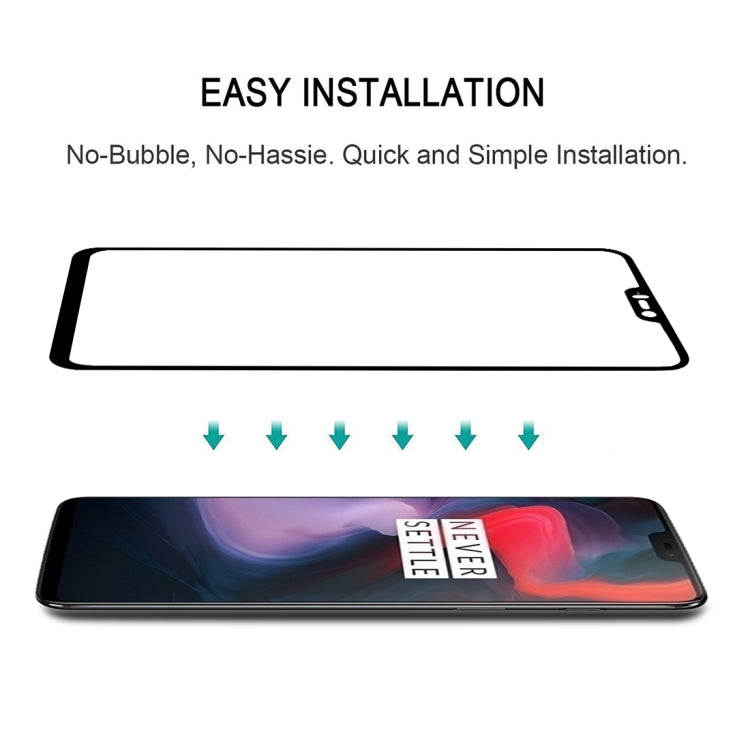 適用於OnePlus 6 0.33mm厚度 9H 2.5D絲印全屏 鋼化玻璃膜 黑色, For OnePlus 6