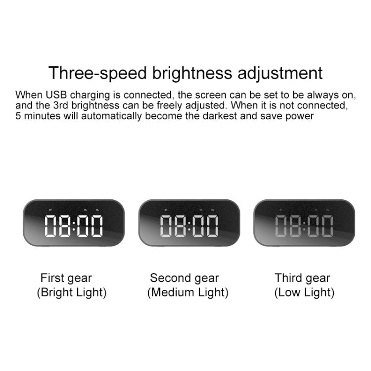 AEC BT501 藍牙5.0迷你音箱帶LED&鬧鐘&時鐘&鏡面，支持32G TF卡