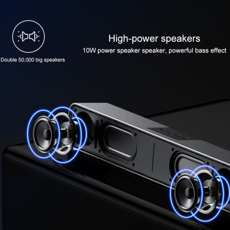 LEERFEI E91 10W 長條形雙喇叭多媒體收音機插卡藍牙音響，支持3.5mm AUX