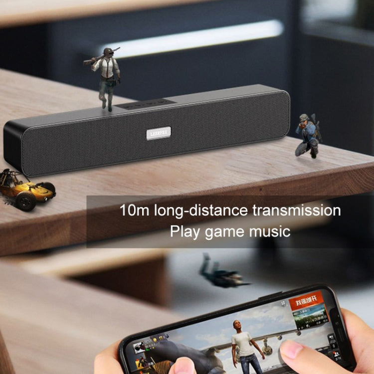 LEERFEI E91 10W 長條形雙喇叭多媒體收音機插卡藍牙音響，支持3.5mm AUX