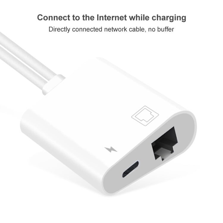 NK-1035 Pro 2合一 Type-C+8 Pin公頭轉RJ45+8 Pin充電母頭接口 適配器