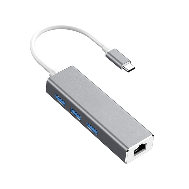 千兆網卡Type-C轉 RJ45+3個USB 3.0 轉換集線器HUB，電腦外置平板手機通用