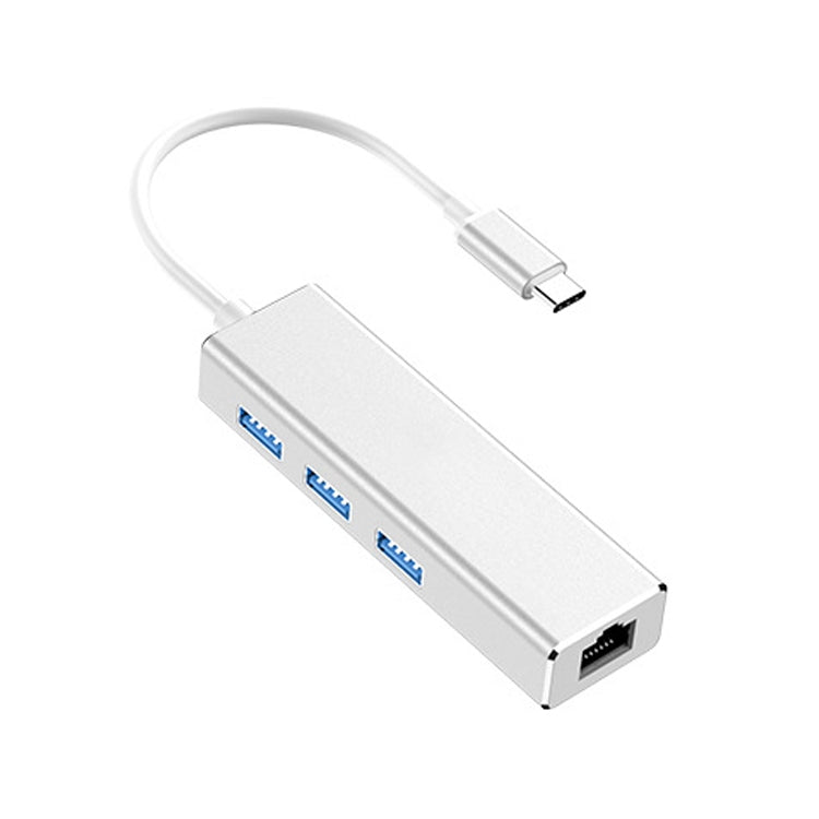 千兆網卡Type-C轉 RJ45+3個USB 3.0 轉換集線器HUB，電腦外置平板手機通用
