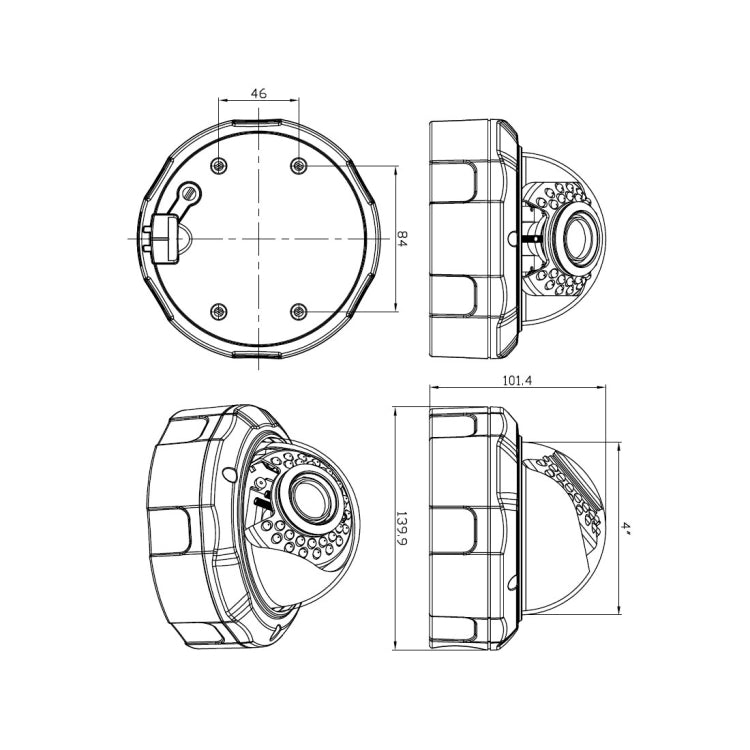 TV-537H5 / IP AF POE H.264 ++ 5MP IP半球攝像機自動對焦4倍變焦2.8-12MM鏡頭監控攝像機