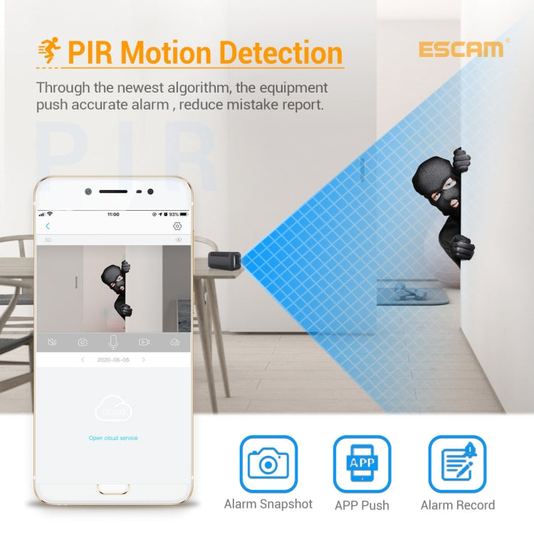 ESCAM G18 1080P全高清可充電電池WiFi攝像機，支持夜視 移動偵測 TF卡 雙向語音