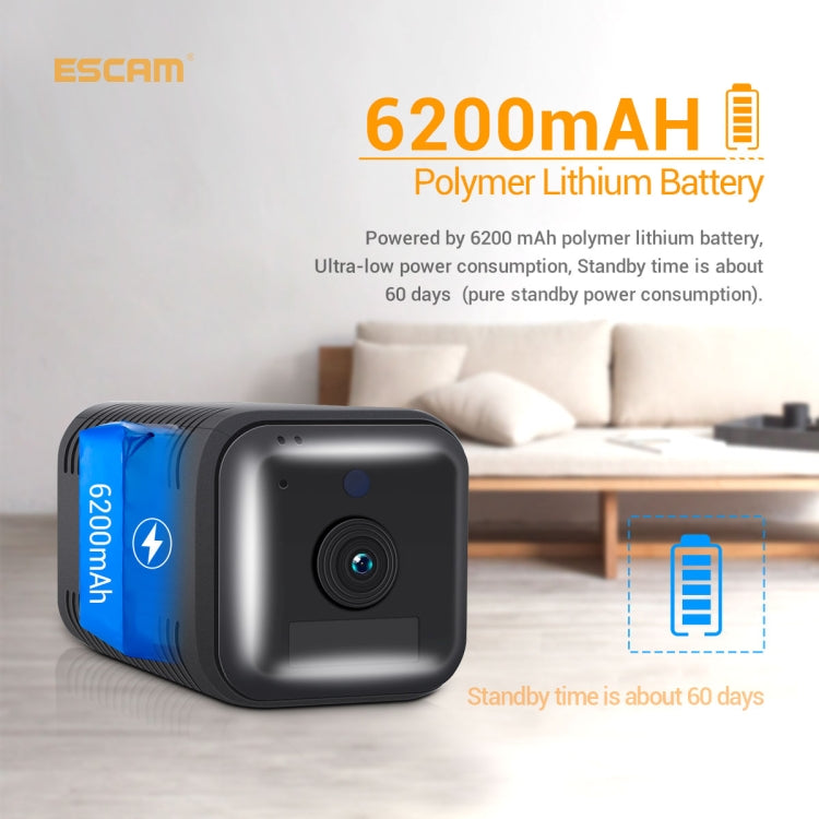 ESCAM G18 1080P全高清可充電電池WiFi攝像機，支持夜視 移動偵測 TF卡 雙向語音