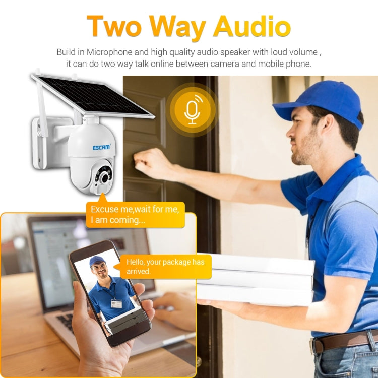 ESCAM QF450 1080P高清4G澳版太陽能攝像機 帶128G內存 支持雙向語音&PIR移動偵測&夜視&TF卡
