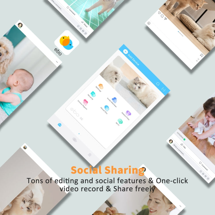 EBO SE 1080P高清智能家庭陪伴機器人遠程監控攝像機 支持紅外夜視&雙向語音&TF卡 美規