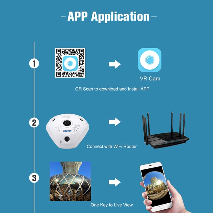 ESCAM Shark QP180 130萬像素WIFI高清網絡攝像機, 紅外距離10米