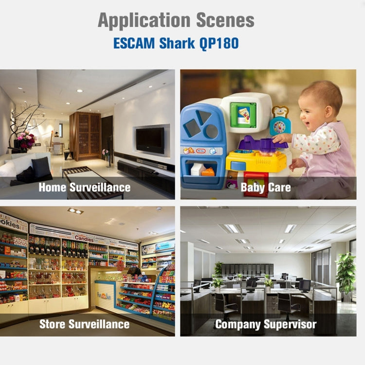 ESCAM Shark QP180 130萬像素WIFI高清網絡攝像機, 紅外距離10米