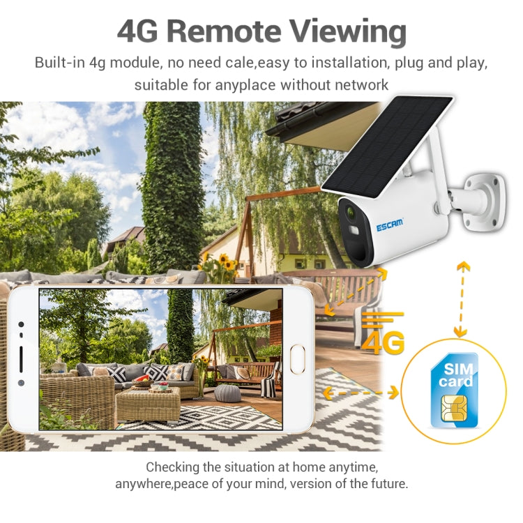 ESCAM QF490 高清 1080P 4G 太陽能電池板網絡攝像機 東南亞版