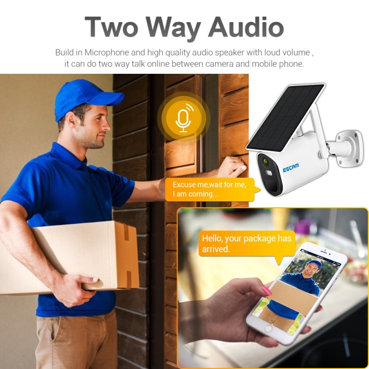 ESCAM QF490 高清 1080P 4G 3.8W太陽能電池板網絡攝像機 歐版